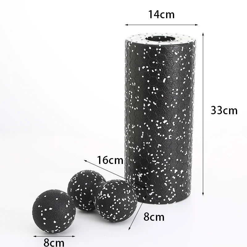 Hollow Yoga Roller Massage Peanut Ball Set (Black)-3